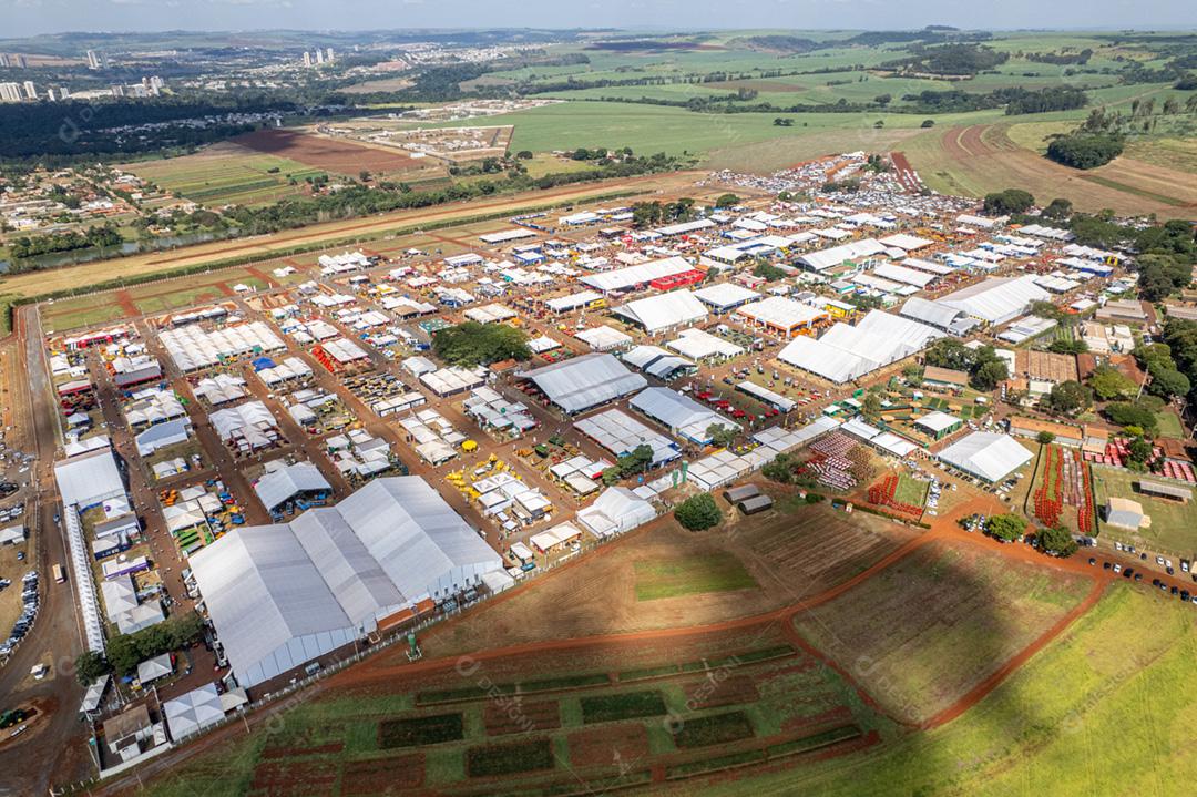 Vista aérea da Agrishow, feira internacional da agricultura