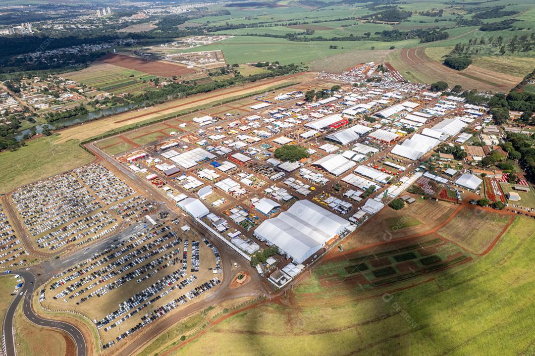 Vista aérea da Agrishow, feira internacional da agricultura