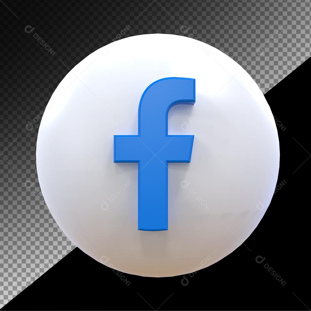 ícone 3D Facebook Elemento Para Composição PSD