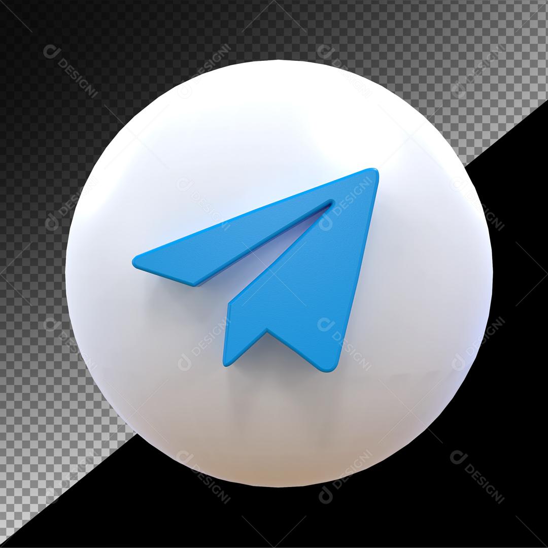 Ícone 3D Telegram Elemento Para Composição PSD