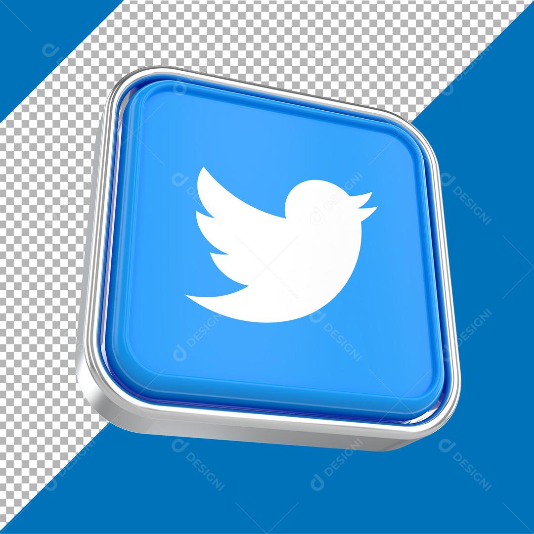 Elemento 3D Twitter Para Composição PSD