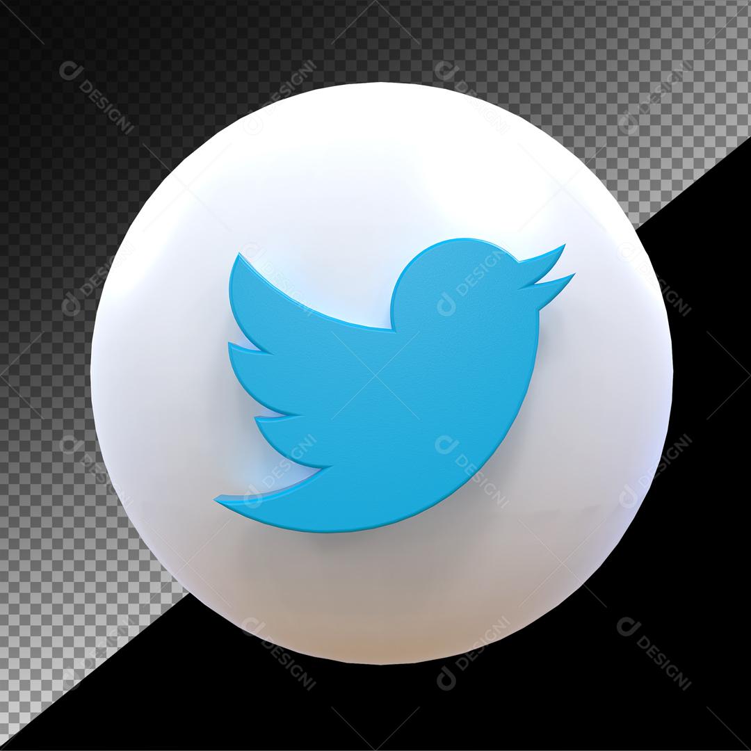 Ícone 3D Twitter Elemento Para Composição PSD