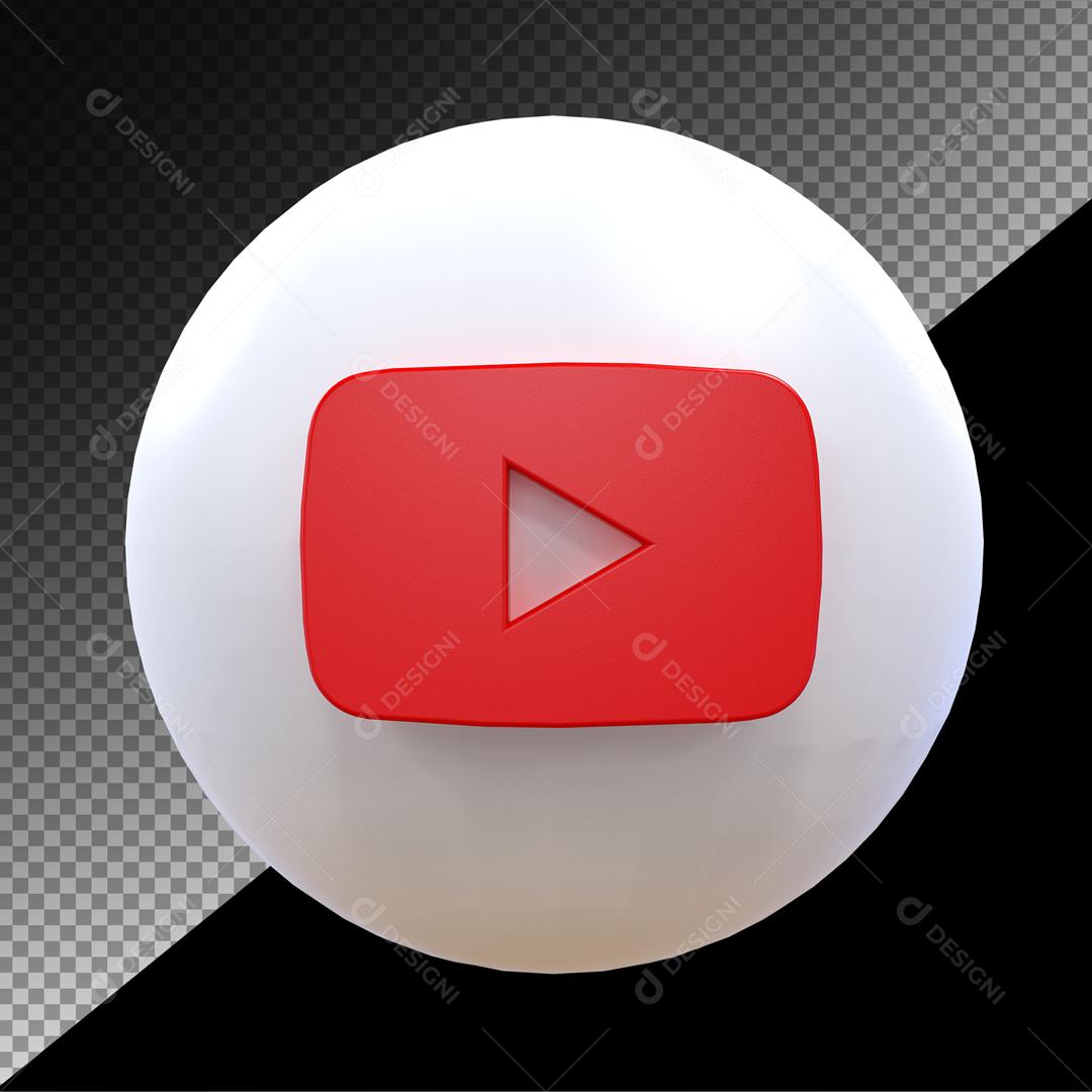 Ícone 3D Youtube Elemento Para Composição PSD