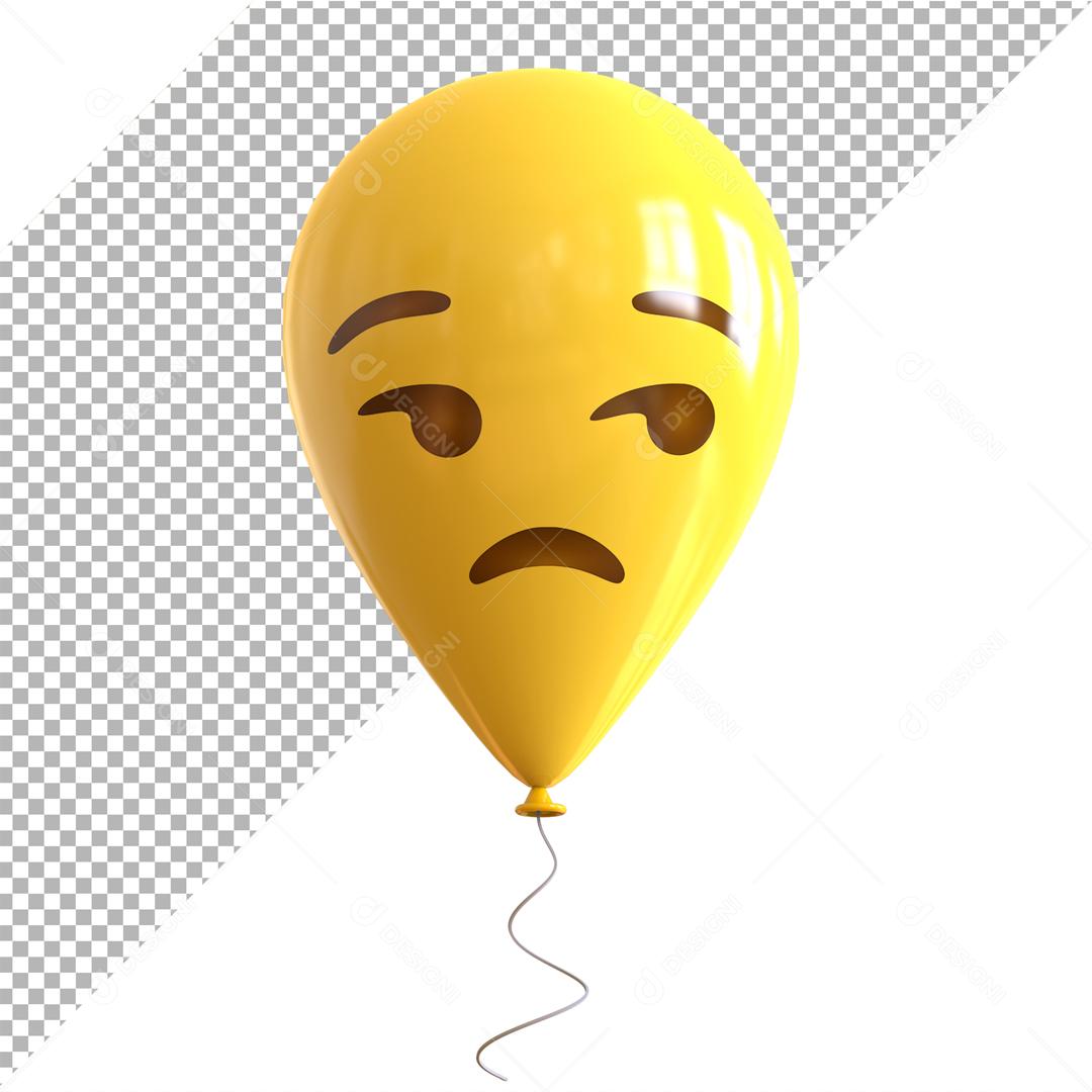 Emoji de Balão 3D Reação Descontente Elemento Para Composição PSD