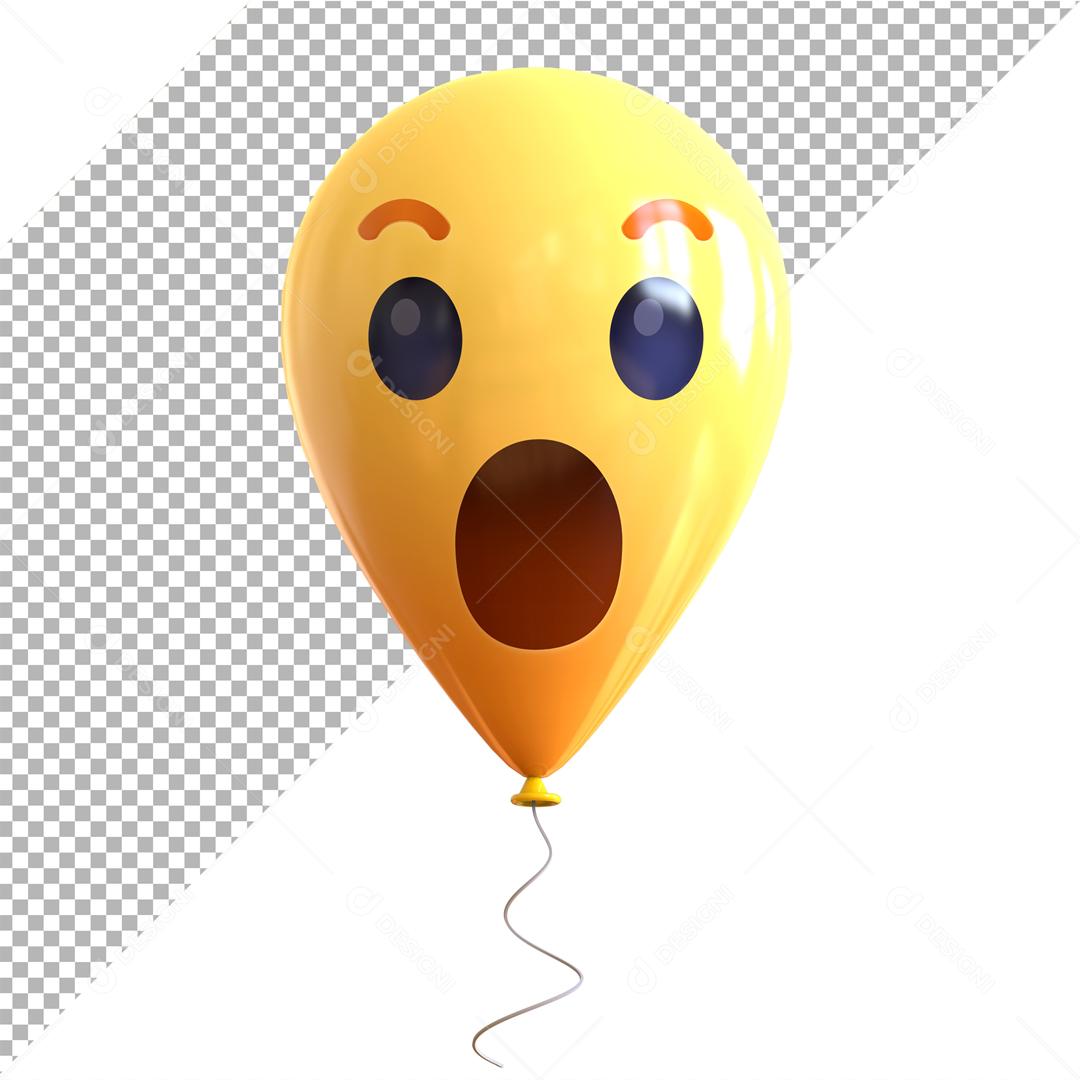 Emoji de Balão 3D Reação Surpreso Elemento Para Composição PSD