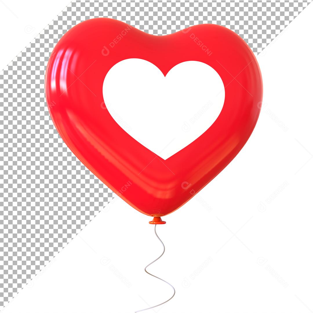 Emoji de Balão 3D Reação Like de Coração Elemento Para Composição PSD