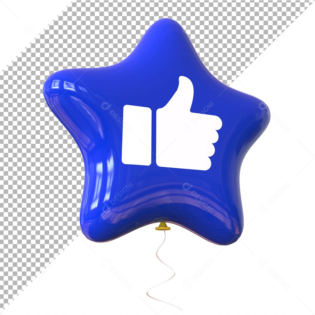 Emoji de Balão 3D Reação Like forma de estrela Elemento Para Composição PSD