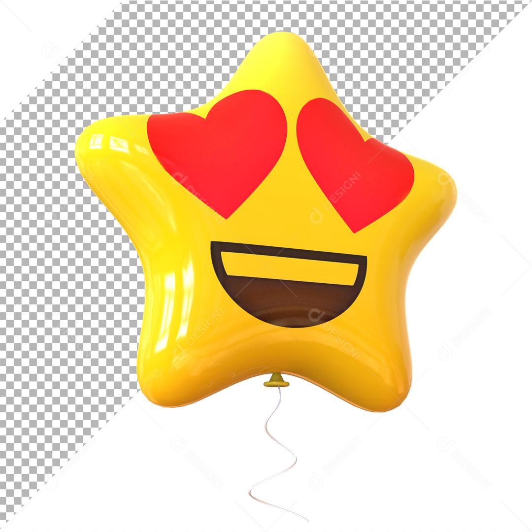 Emoji de Balão  3D Reação Apaixonado Olhos De Coração Elemento Para Composição PSD