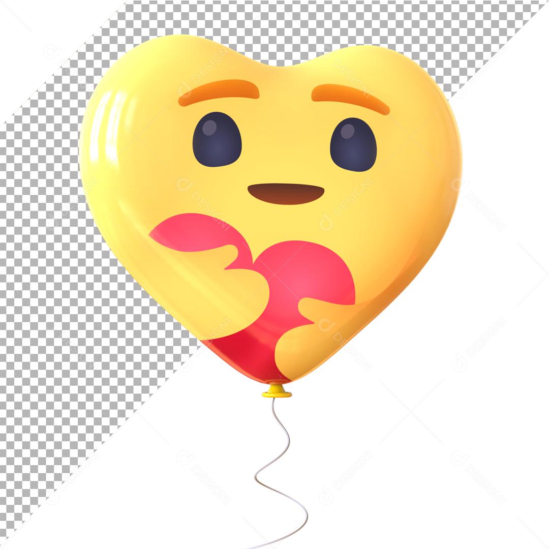 Emoji 3D Reação Feliz E Abraçando O Coração Elemento 3D Para Composição PSD