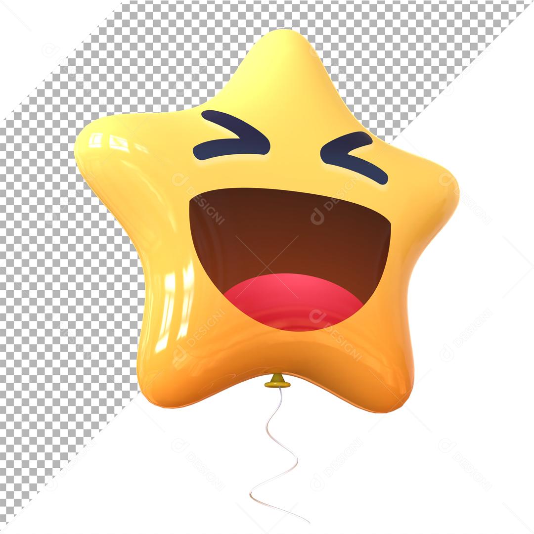 Emoji 3D Reação Feliz forma de estrela Elemento Para Composição PSD