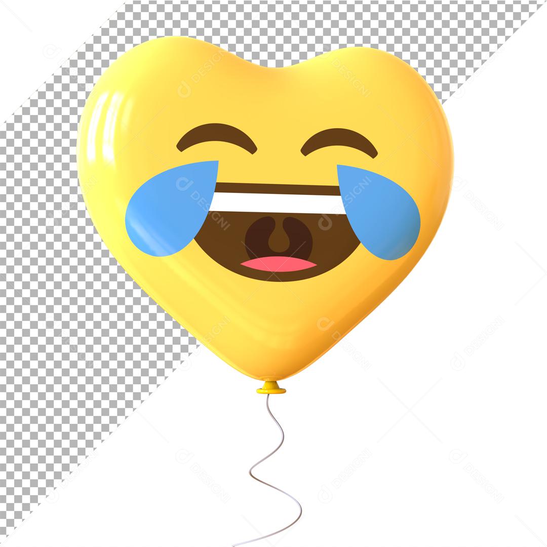 Emoji 3D Reação Chorando de rir forma de coração Elemento Para Composição PSD