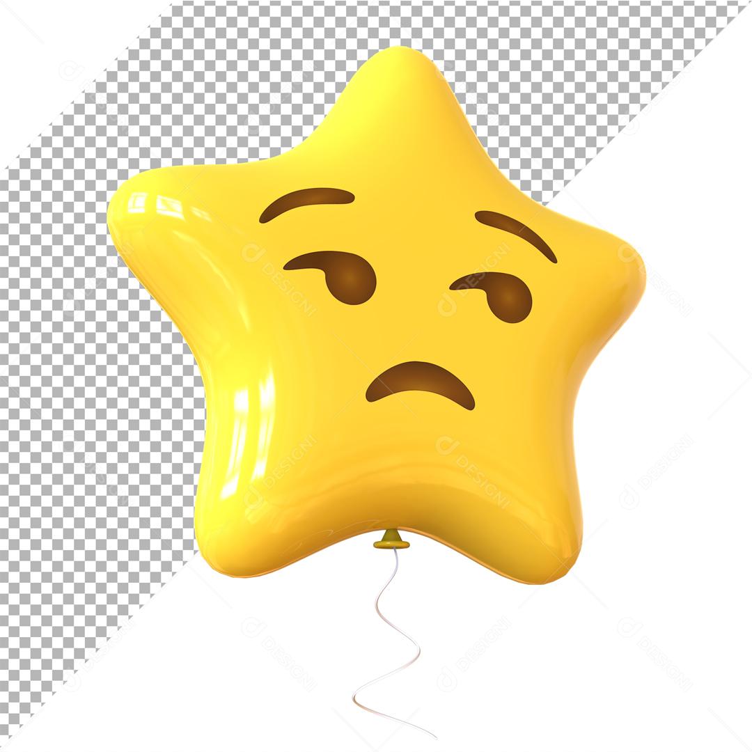 Emoji de Balão 3D Reação Descontente forma de estrela Elemento Para Composição PSD