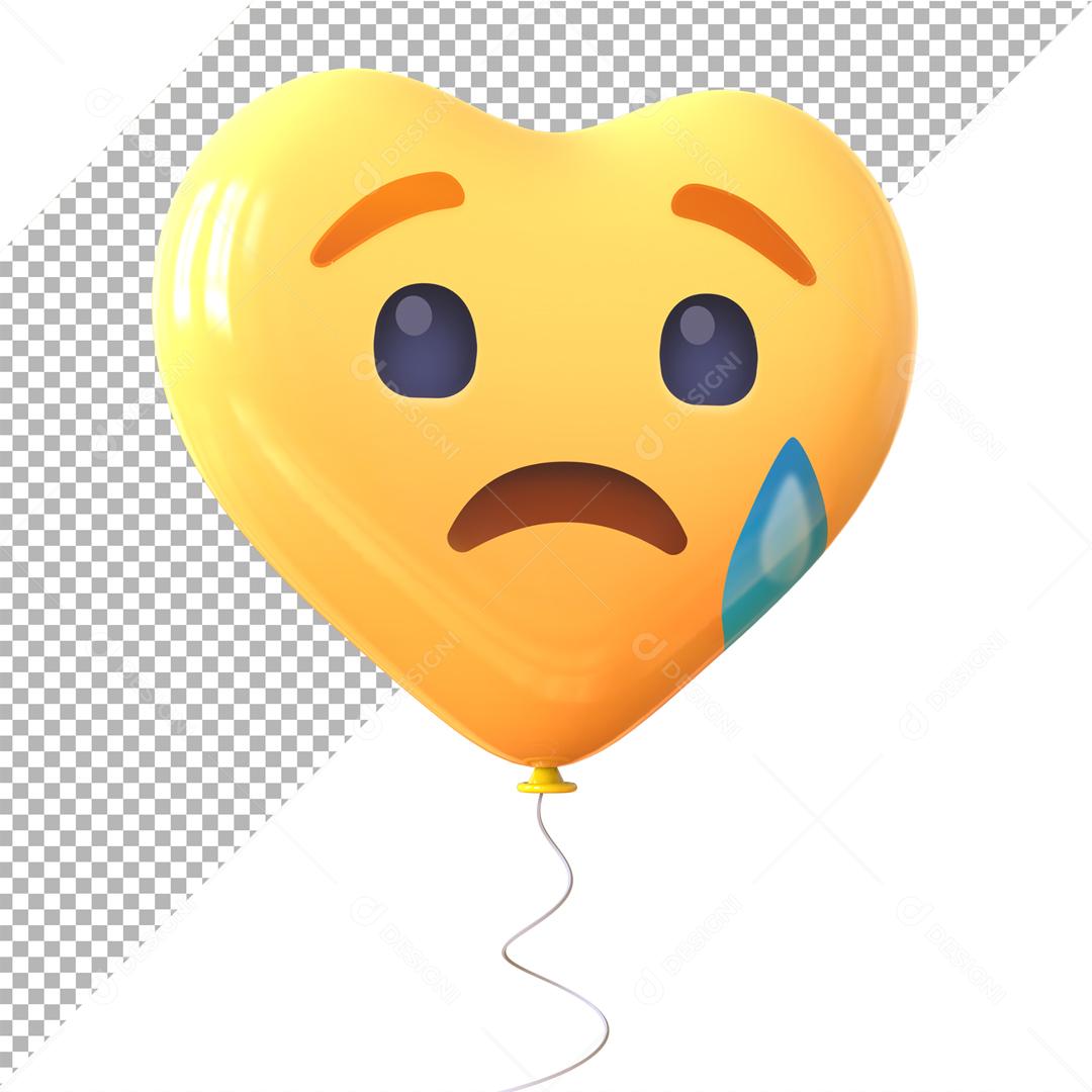 Emoji de Balão 3D Reação Triste forma de coração Elemento Para Composição PSD