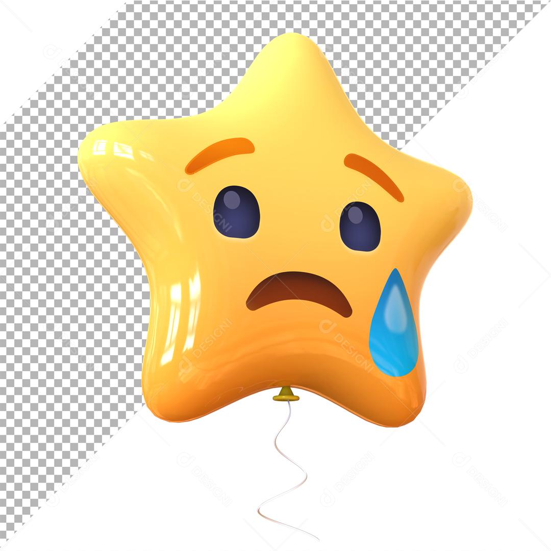 Emoji de Balão 3D Reação Triste forma de estrela Elemento Para Composição PSD