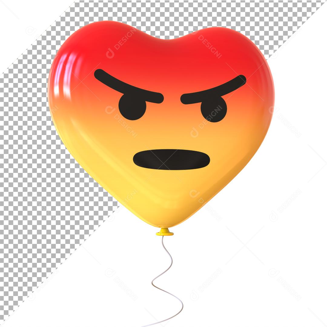 Emoji de Balão 3D Reação Estresado forma de Coração Elemento Para Composição PSD