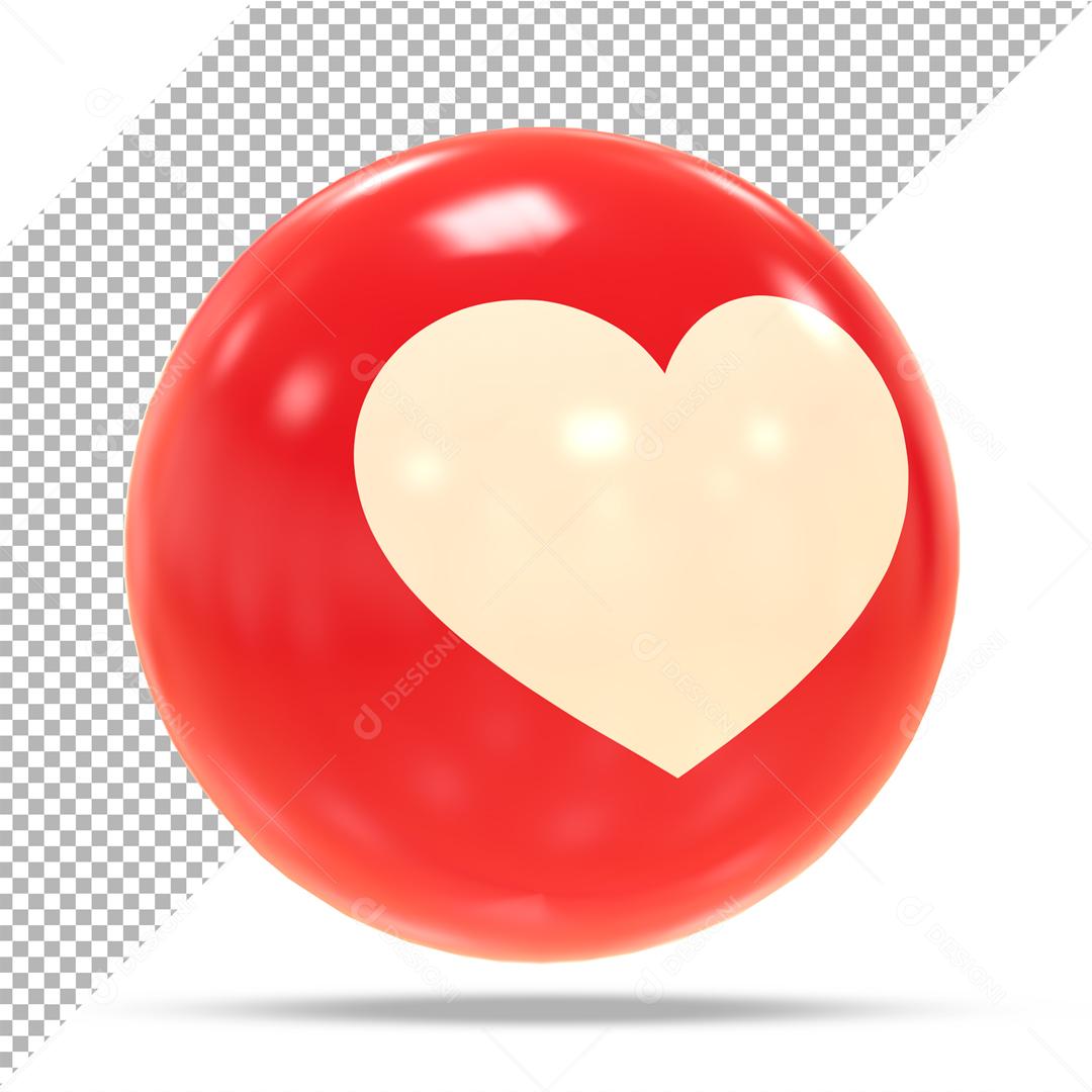 Emoji 3D Like de Coração Elemento Para Composição PSD