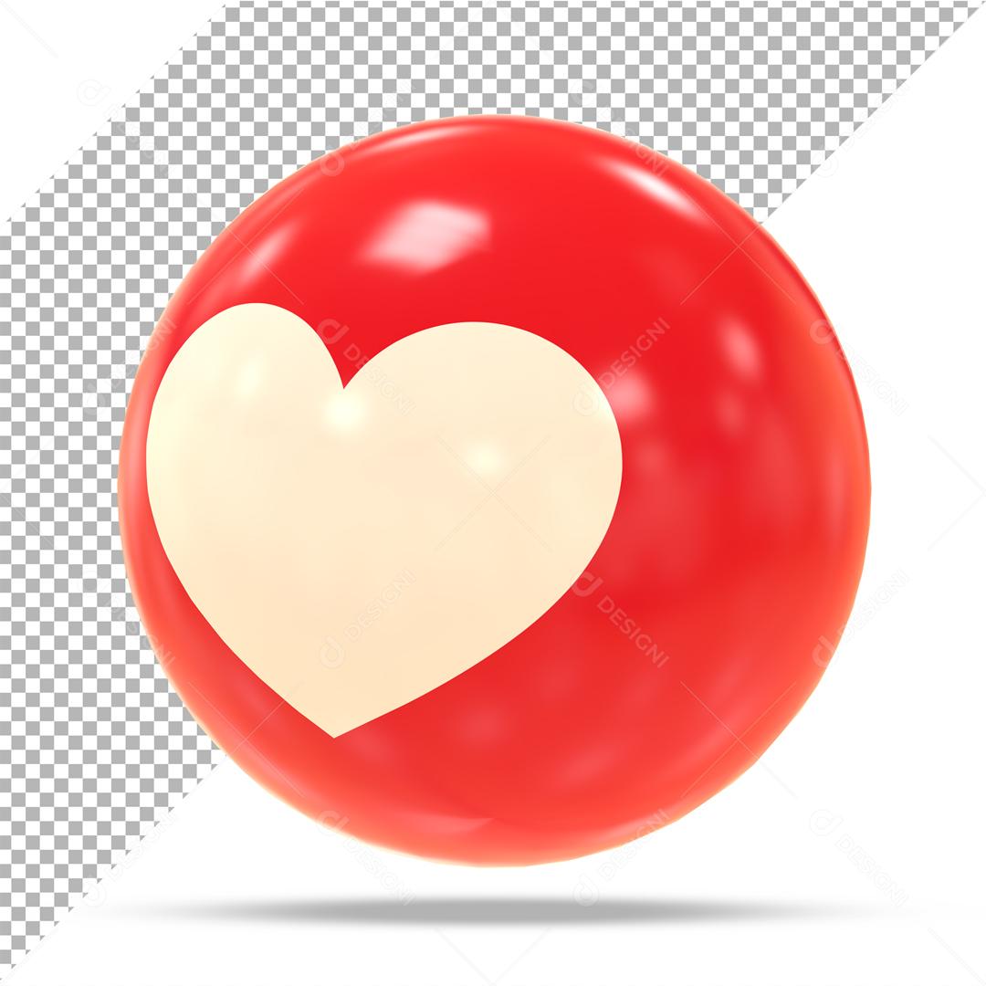 Like de Coração emoji Elemento 3D Para Composição PSD