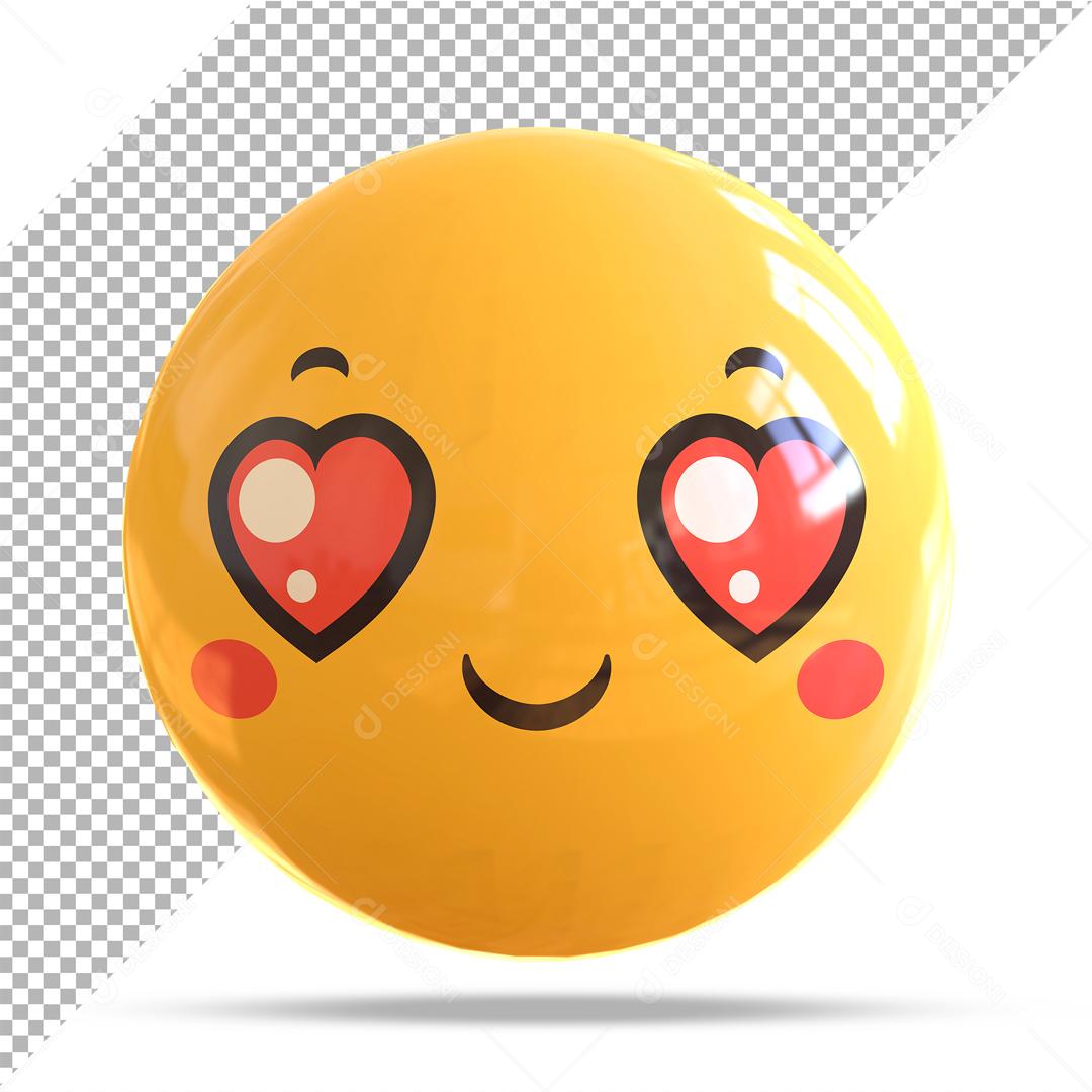 Emoji 3D Reação Apaixonado Olhos De Coração Elemento Para Composição PSD