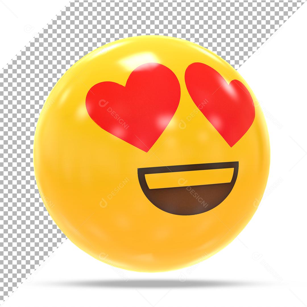 Emoji 3D  Apaixonado Olhos De Coração Elemento Para Composição PSD