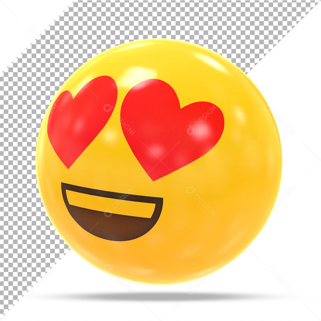 Emoji 3D Reação Apaixonado Olhos De Coração Elemento Para Composição PSD
