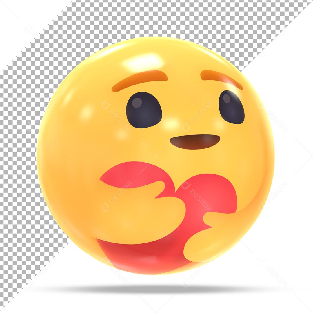 Emoji 3D Feliz E Abraçando O Coração Elemento 3D Para Composição PSD