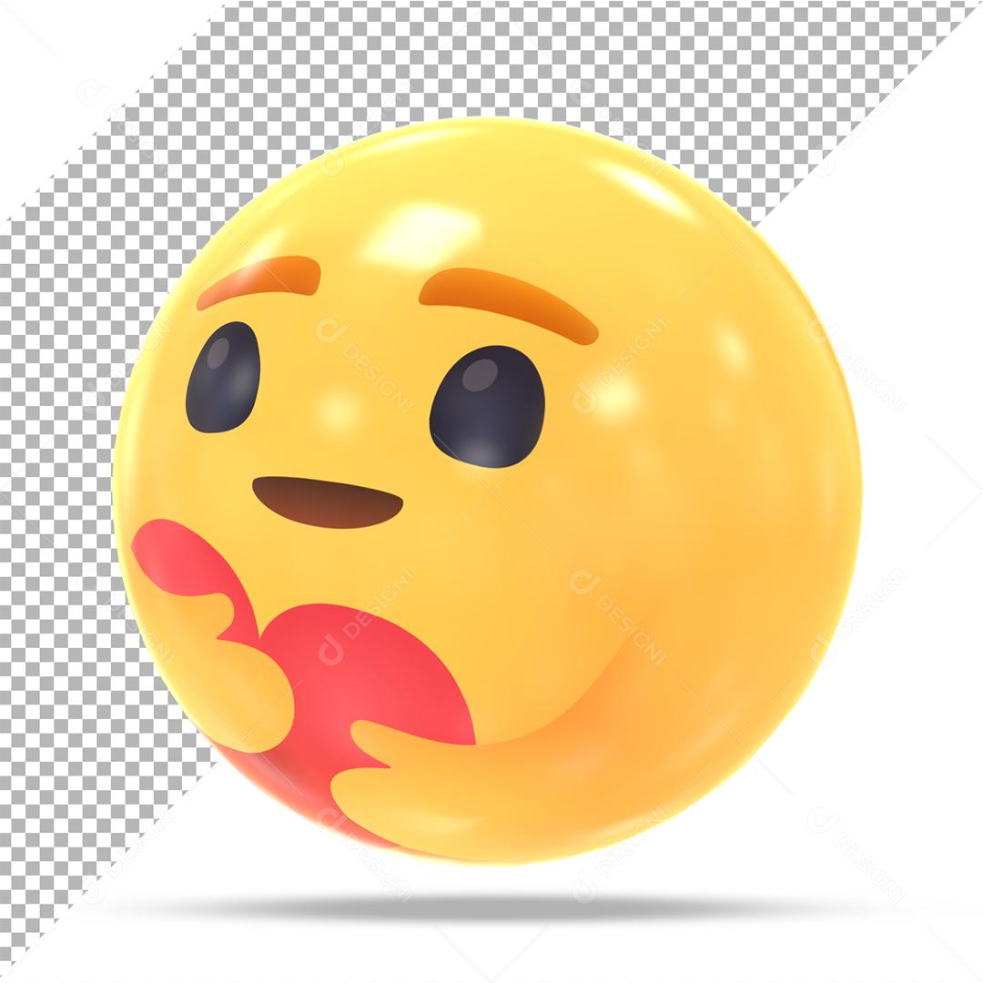 Emoji 3D Reação Feliz E Abraçando O Coração Elemento 3D Para Composição PSD