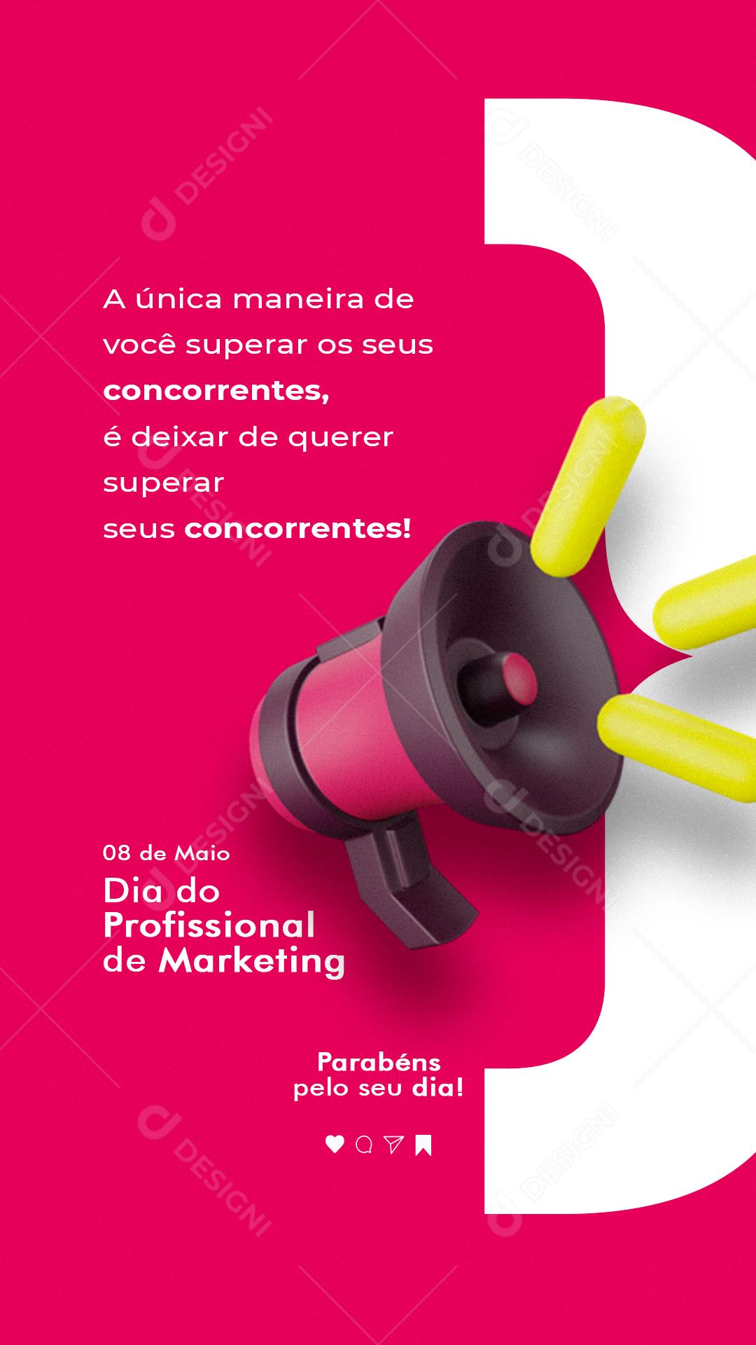 Social Media Story Dia do Profissional de Marketing Você Superar os Seus Concorrentes PSD Editável