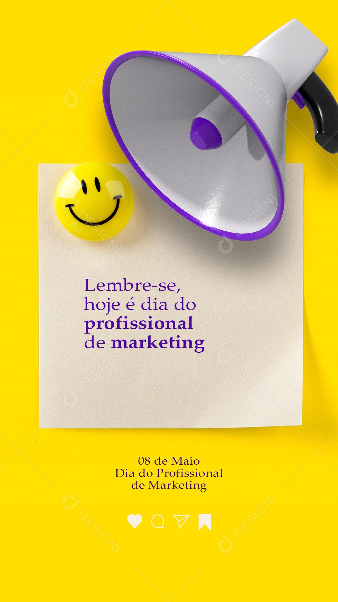 Stories Lembre se hoje é Dia do Profissional de Marketing Social Media PSD Editável