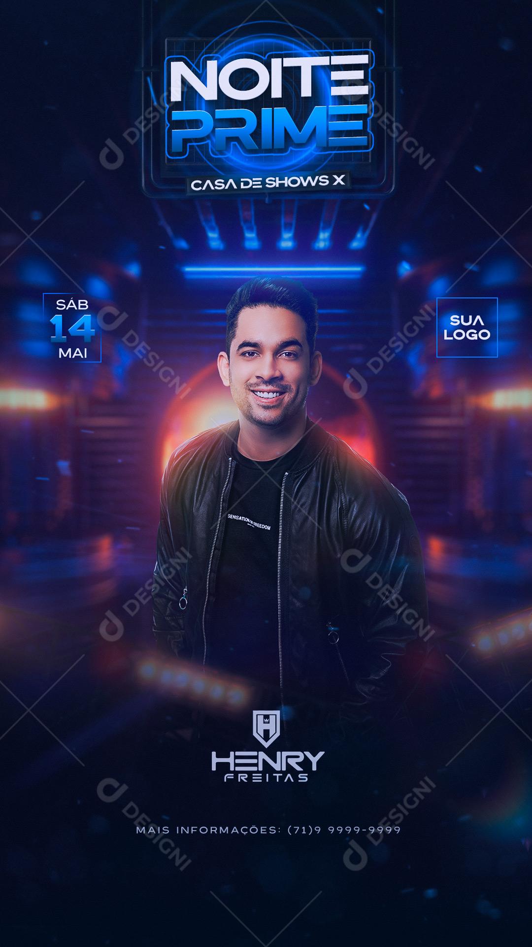 Flyer Noite Prime Henry Social Media PSD Editável
