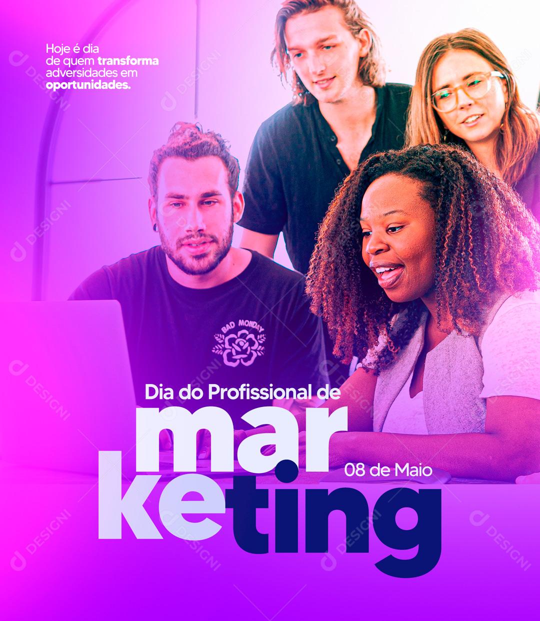 Dia Do Profissional Marketing 8 De Maio Social Media PSD Editável