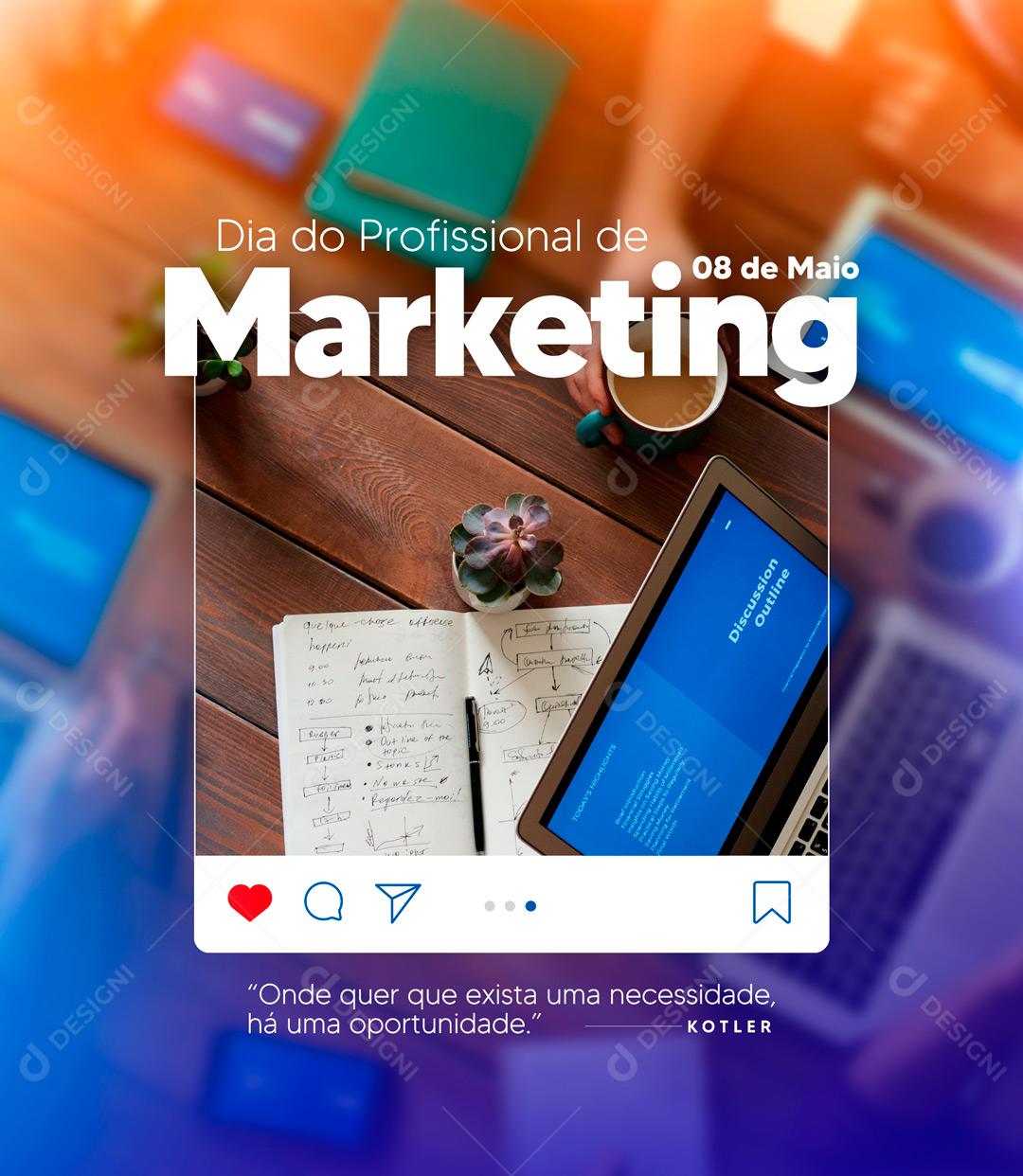 Dia Do Profissional Marketing 8 De Maio Social Media PSD Editável