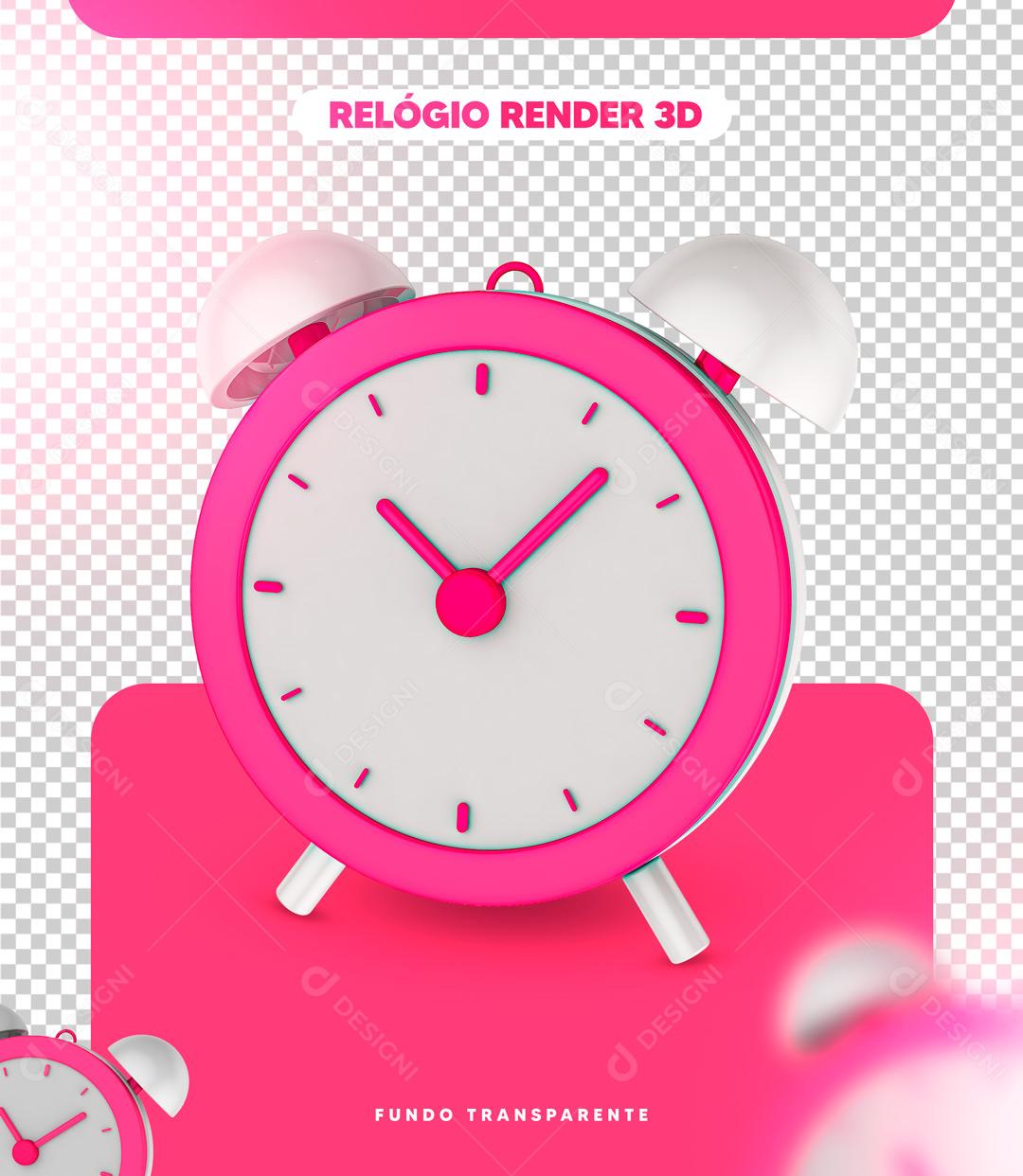 Elemento 3D Para Composição Relógio Rosa e Branco Social Media PSD Editável