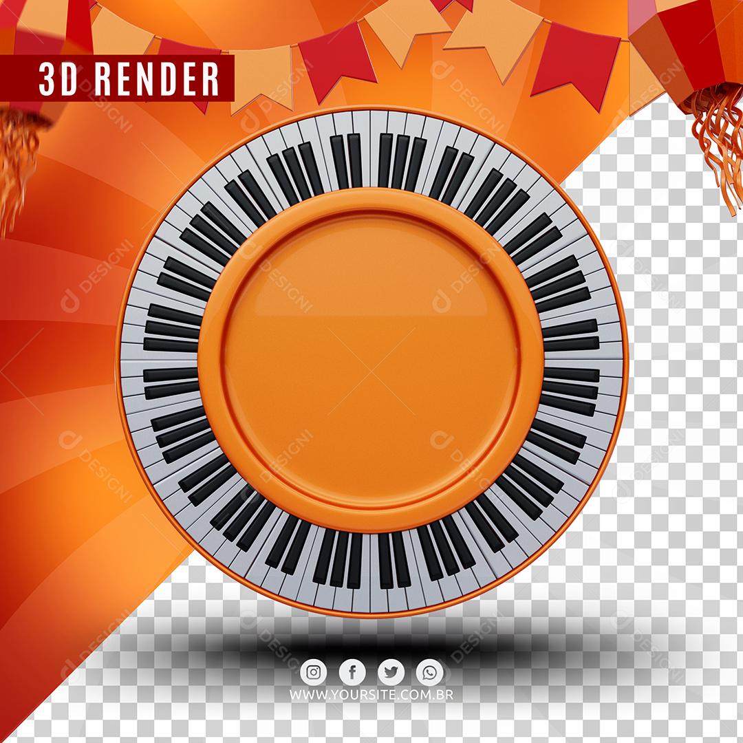 Piano Laranjado Elemento 3D Para Composição PSD