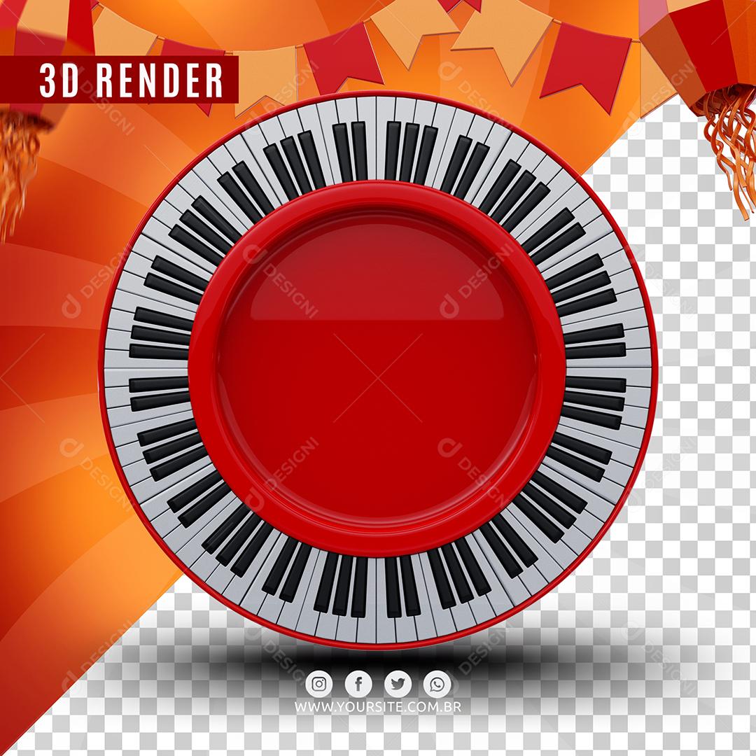 Piano Vermelho Elemento 3D Para Composição PSD