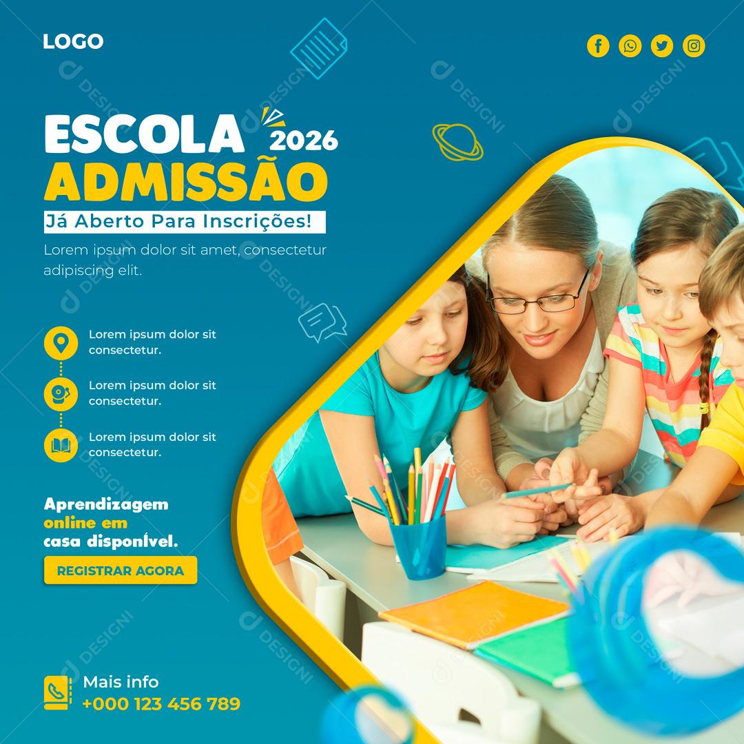Social Media School Admission 2026 Back to School PSD Editable