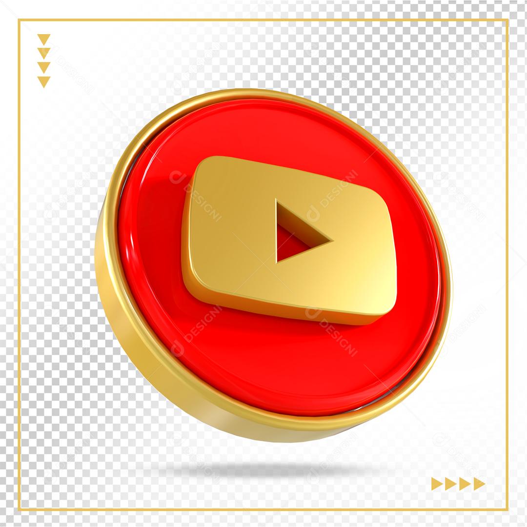 Ícone Youtube 3D Elemento Para Composição PSD