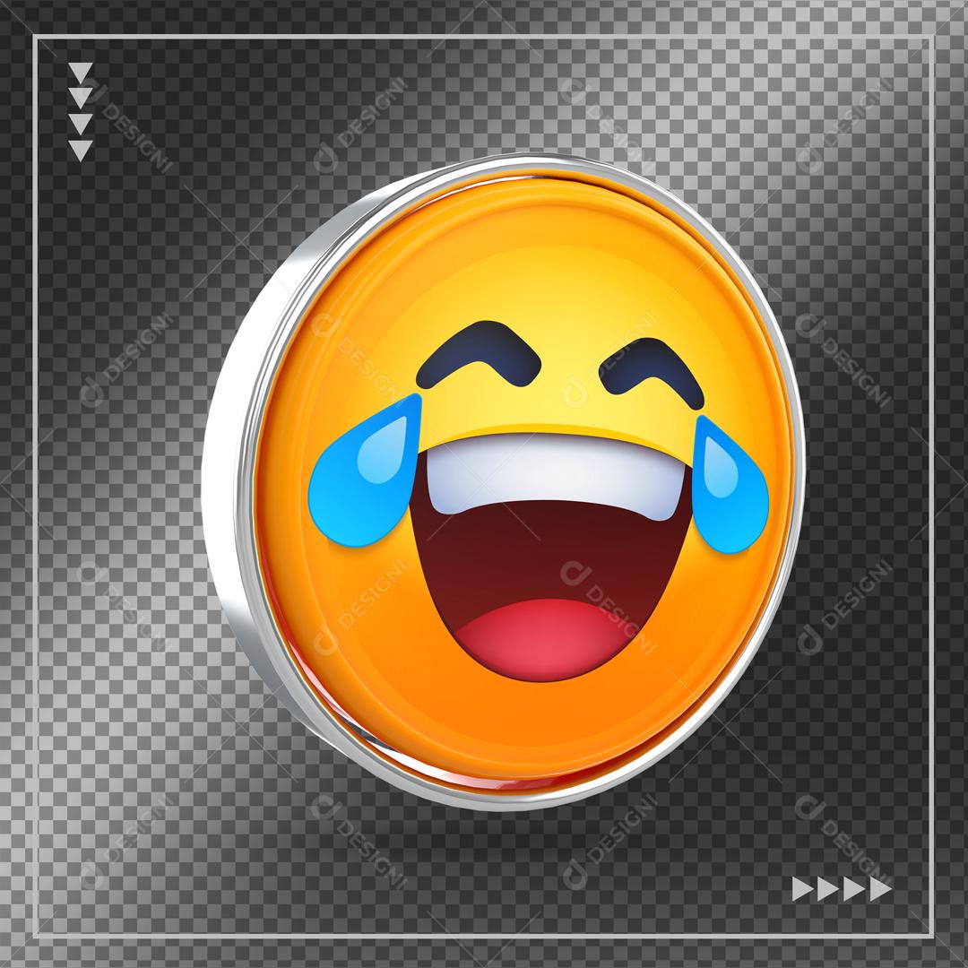 Ícone 3D Emoji Reação Chorando de rir Elemento 3D Para Composição PSD