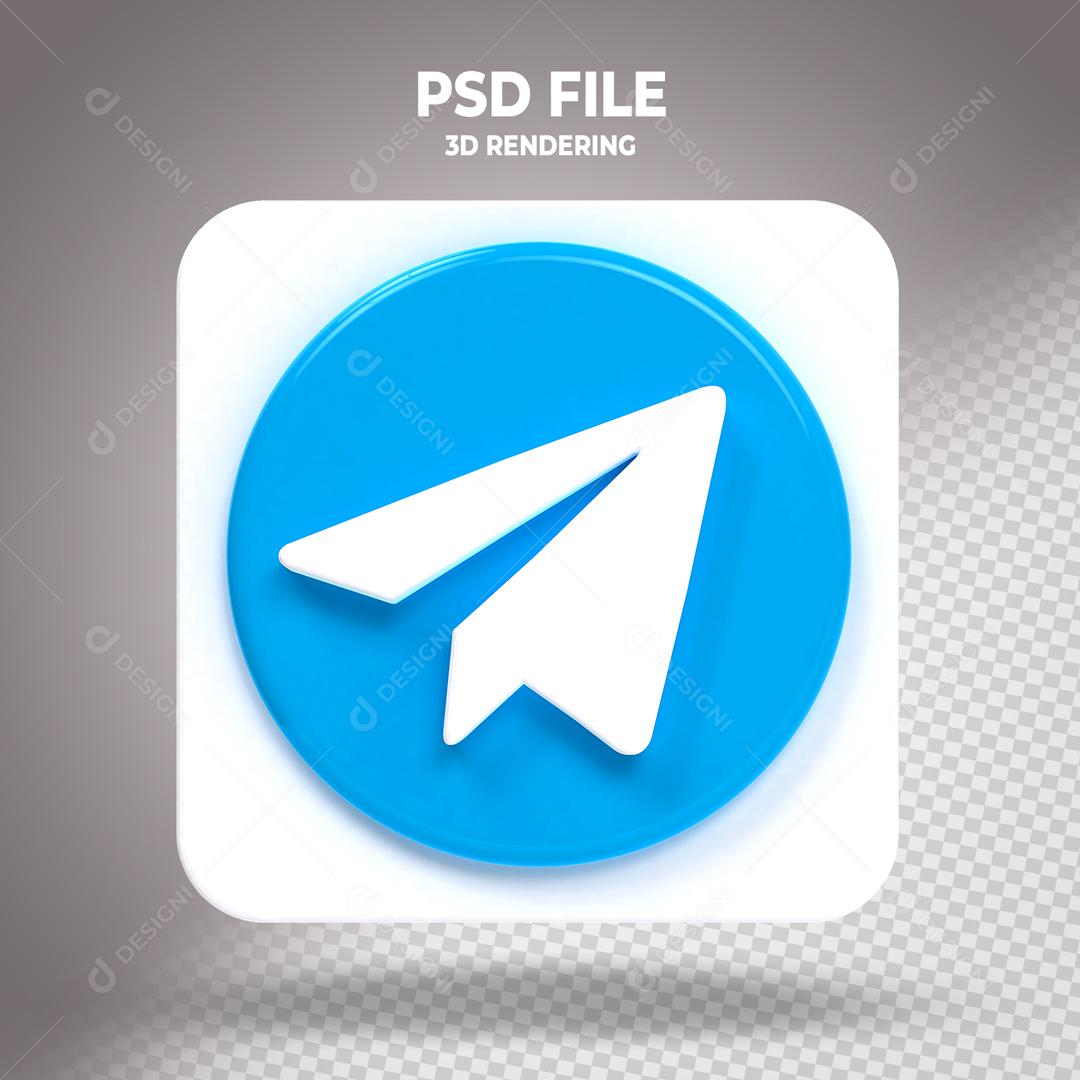 Telegram 3D Elemento Para Composição PSD