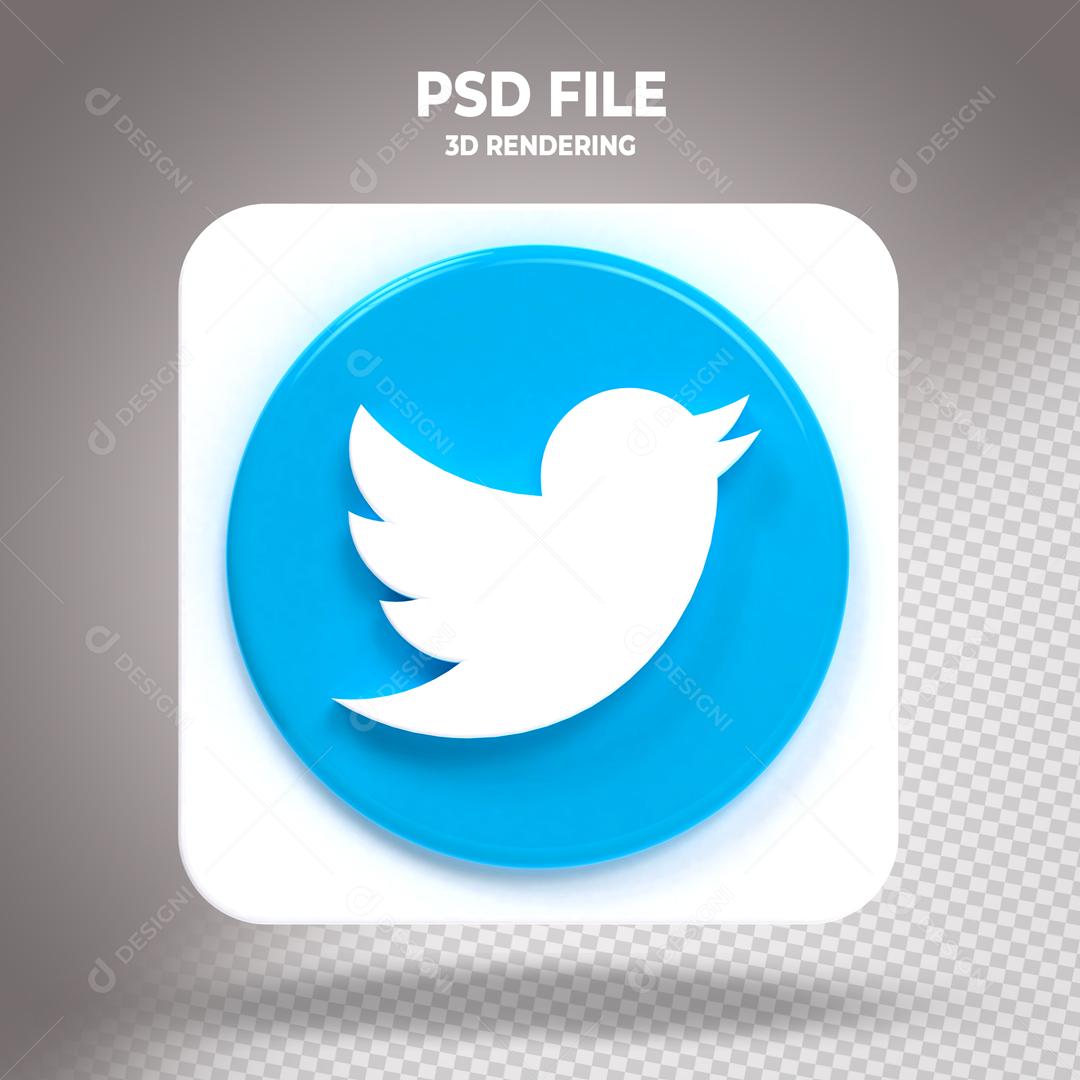Twitter 3D Elemento Para Composição PSD
