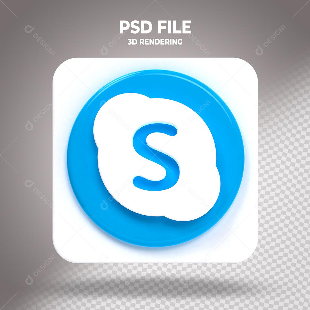 Elemento 3D Skype Para Composição PSD