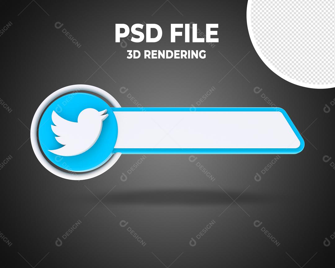 Twitter Tag 3D Elemento Para Composição PSD