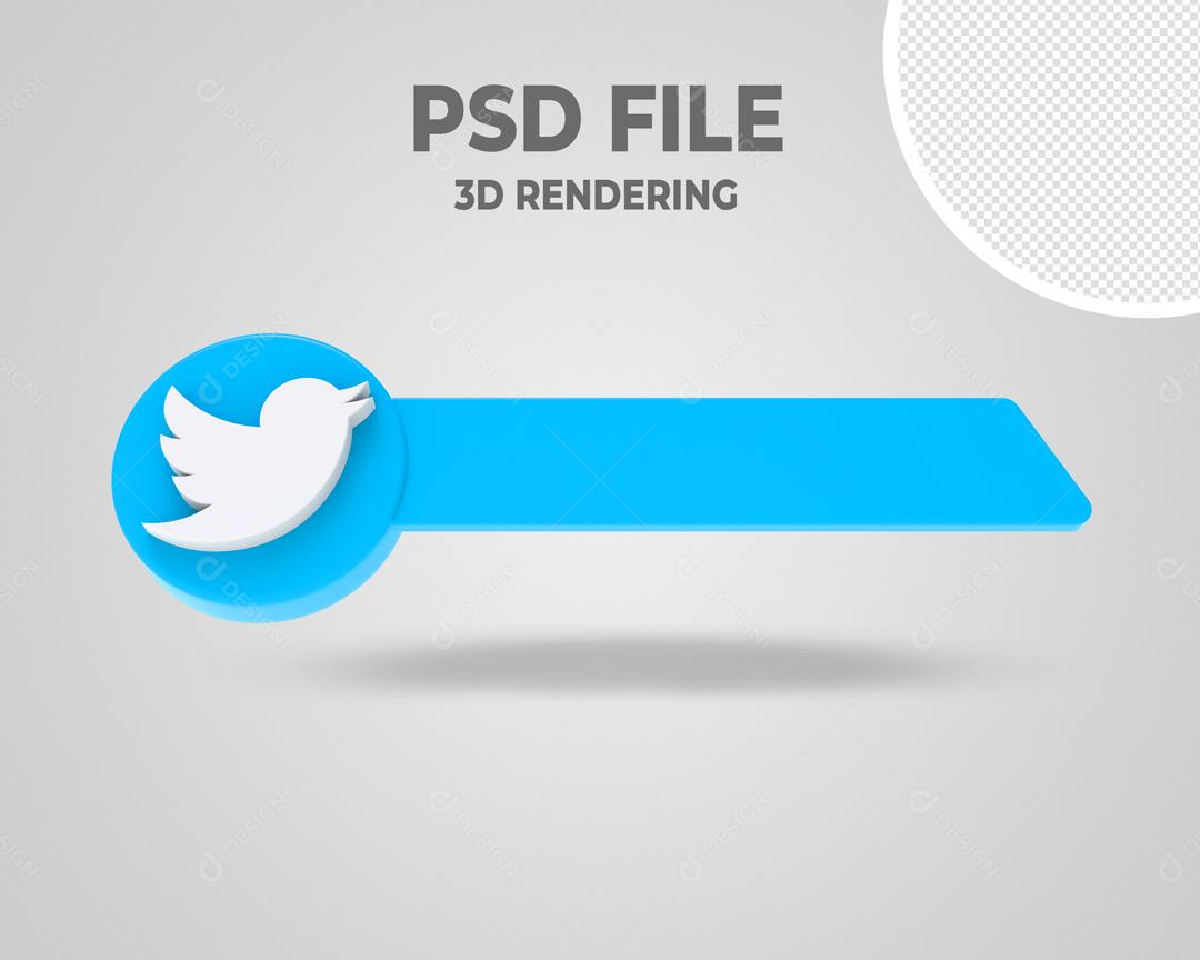Tag Twitter 3D Elemento Para Composição PSD