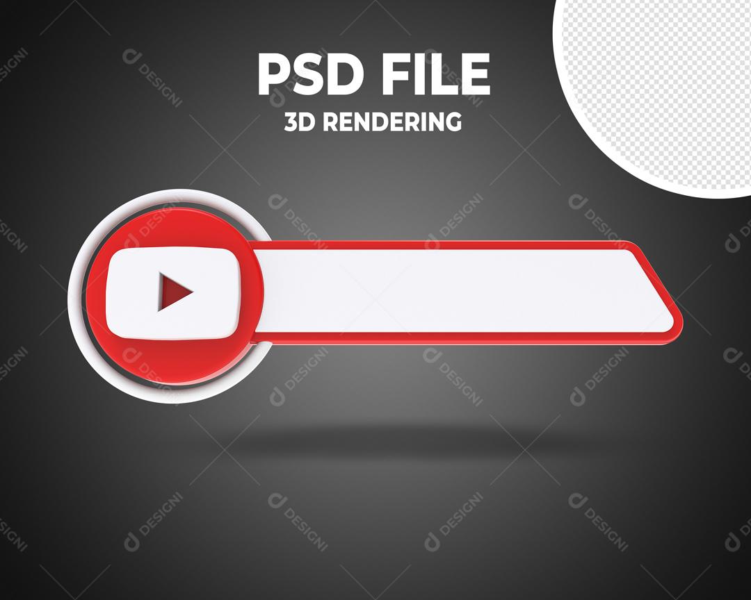 Tag do Youtube 3D Elemento Para Composição PSD
