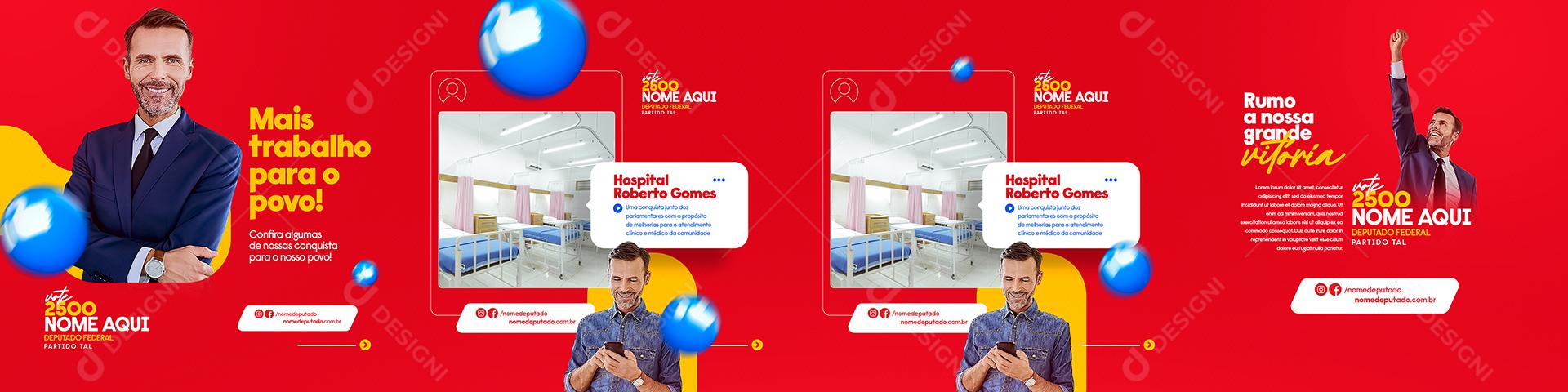 Social Media Mais Trabalho para o Povo Política Carrossel PSD Editável