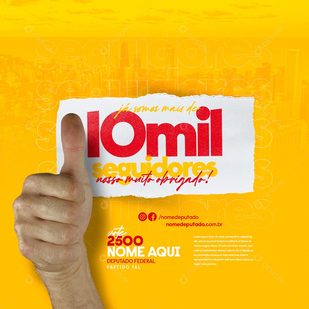 Social Media Político Já Somos Mais de Política 10 Mil PSD Editável