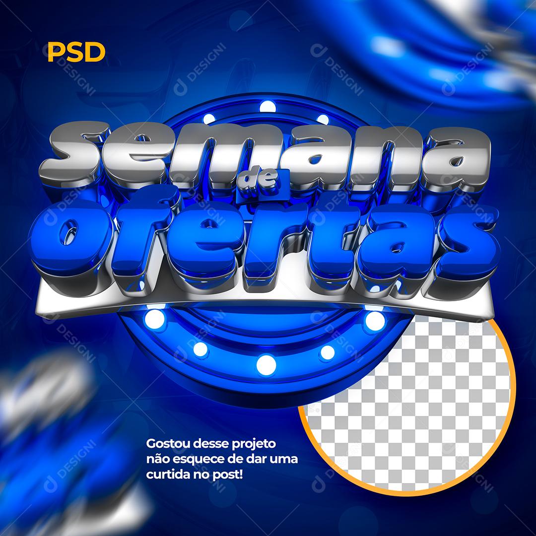 Semana de Ofertas Selo 3D Azul Para Composição PSD