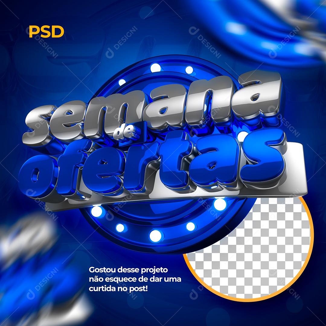 Semana de Ofertas Selo 3D Azul Para Composição PSD