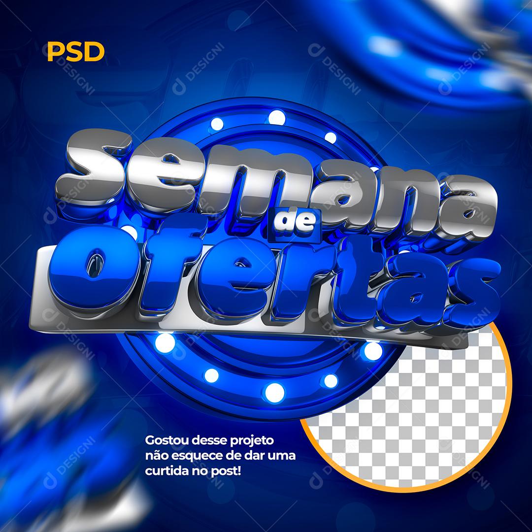 Semana de Ofertas Selo 3D Azul Para Composição PSD