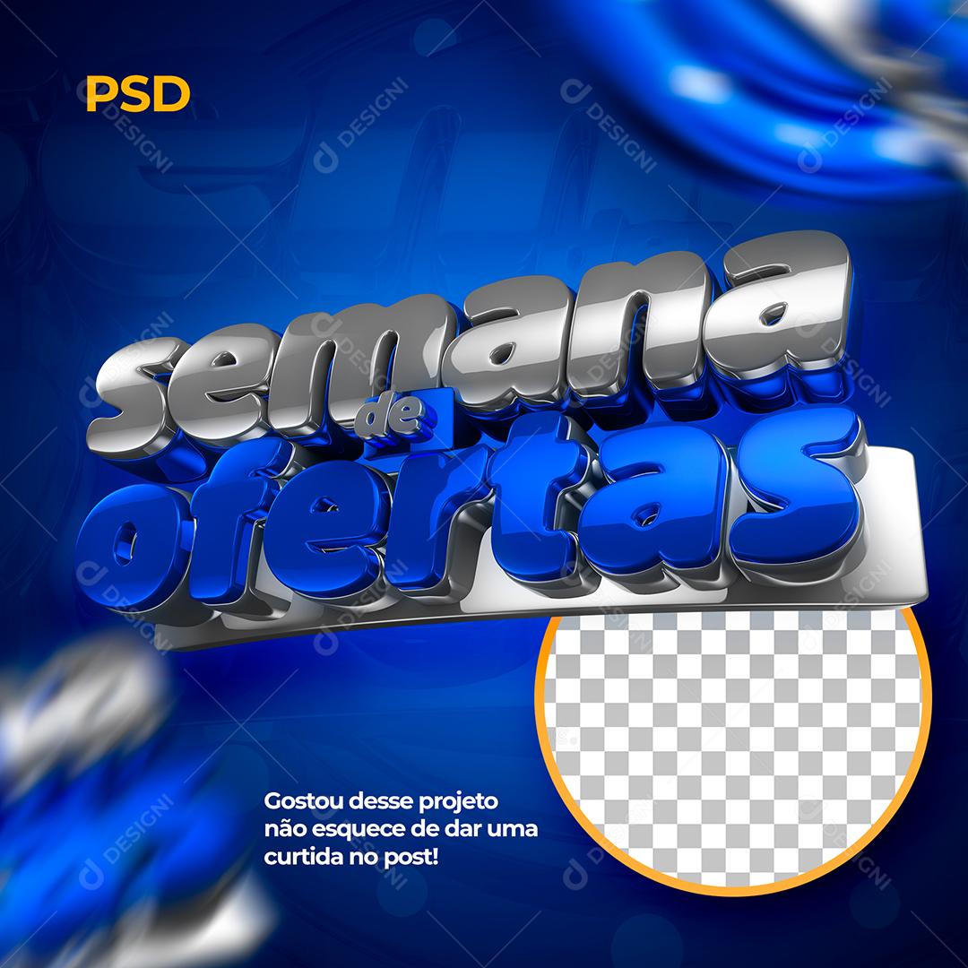 Semana de Ofertas Selo 3D Azul Para Composição PSD
