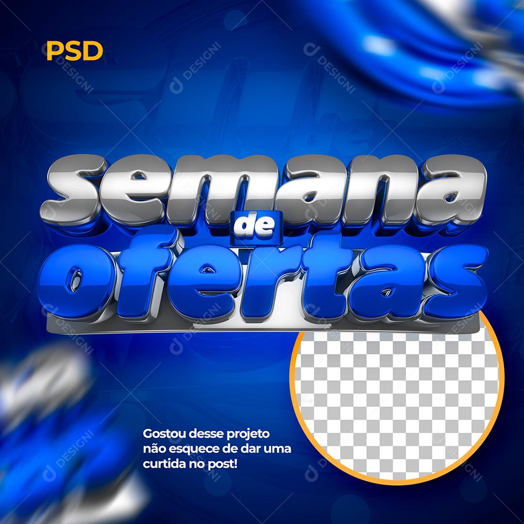Semana de Ofertas Selo 3D Azul Para Composição PSD